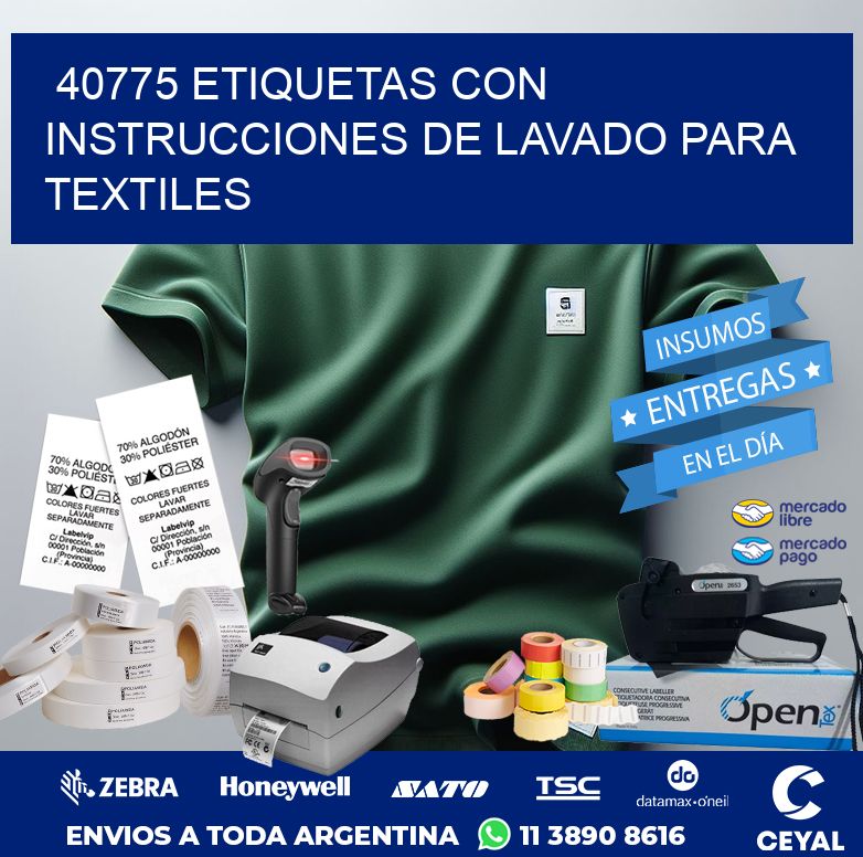 40775 ETIQUETAS CON INSTRUCCIONES DE LAVADO PARA TEXTILES
