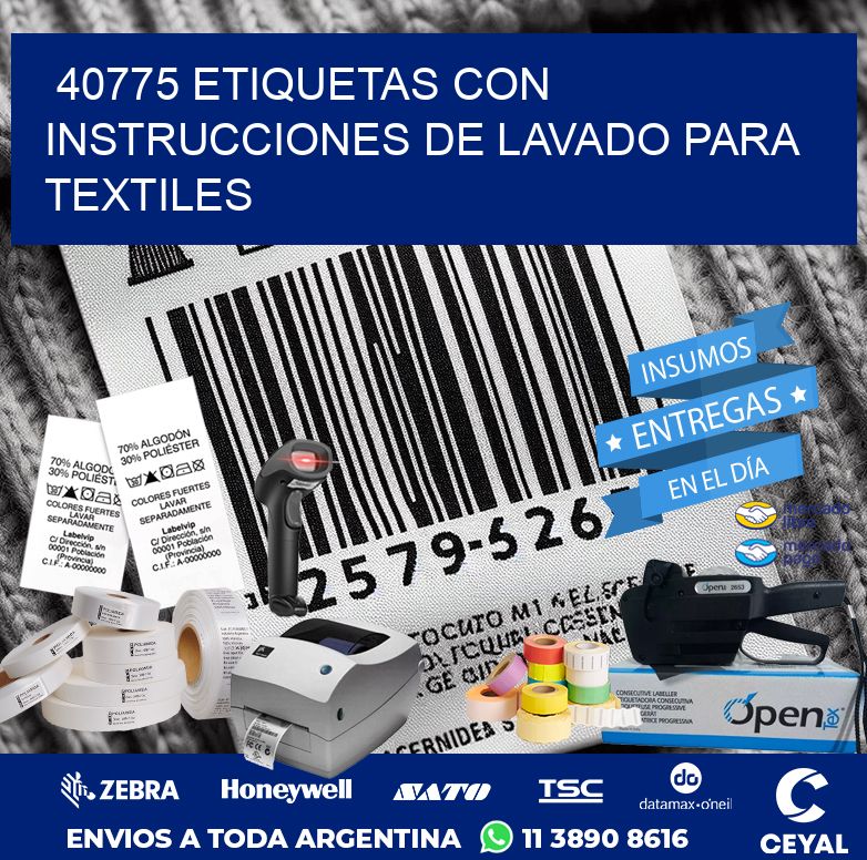 40775 ETIQUETAS CON INSTRUCCIONES DE LAVADO PARA TEXTILES