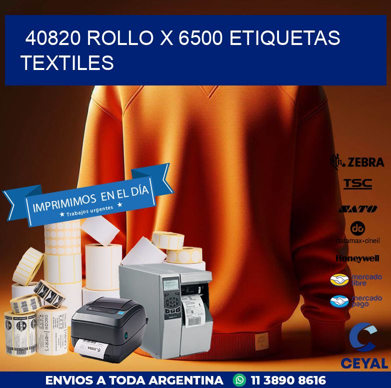 40820 ROLLO X 6500 ETIQUETAS TEXTILES