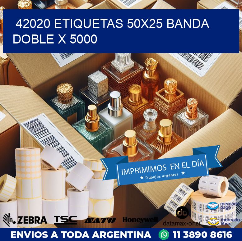 42020 ETIQUETAS 50X25 BANDA DOBLE X 5000