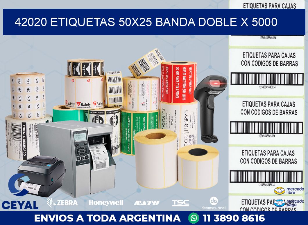42020 ETIQUETAS 50X25 BANDA DOBLE X 5000
