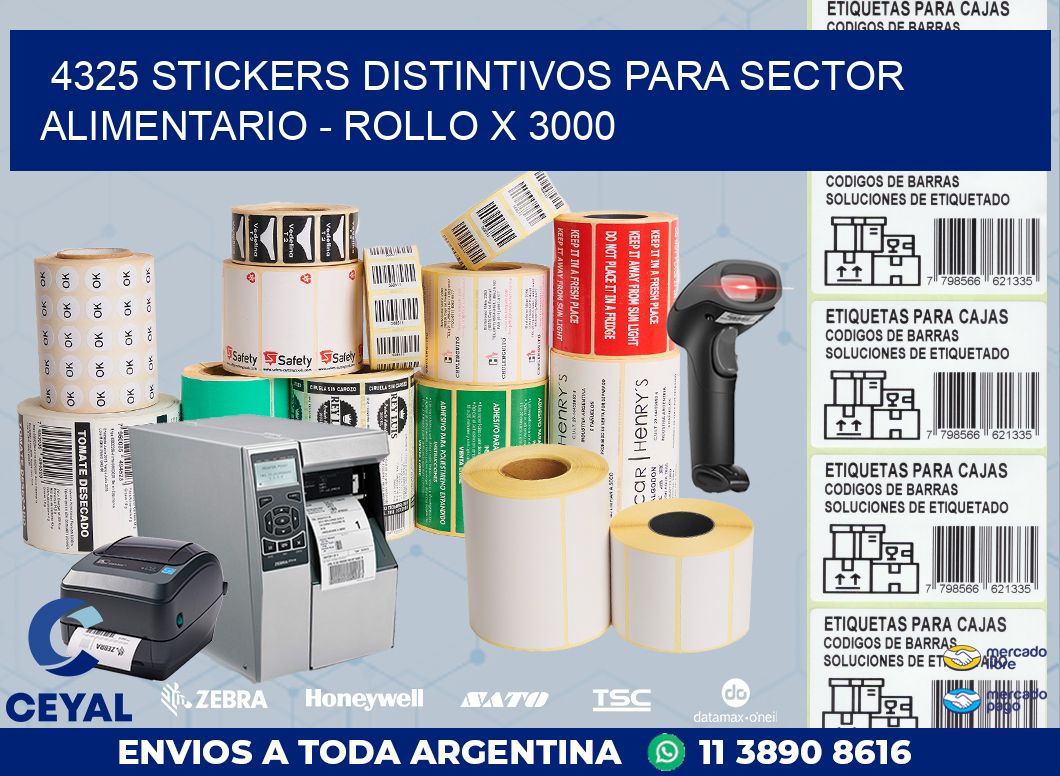 4325 STICKERS DISTINTIVOS PARA SECTOR ALIMENTARIO - ROLLO X 3000