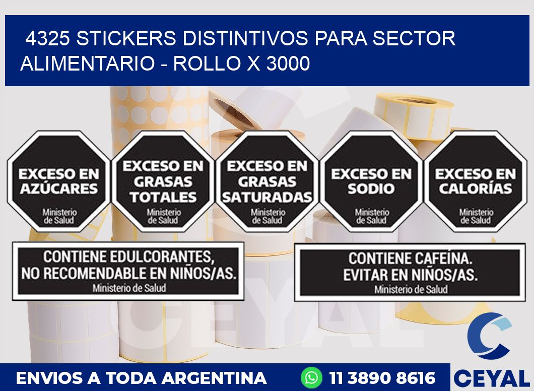 4325 STICKERS DISTINTIVOS PARA SECTOR ALIMENTARIO - ROLLO X 3000