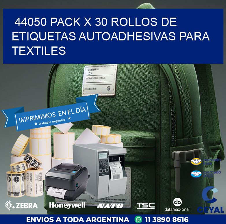 44050 PACK X 30 ROLLOS DE ETIQUETAS AUTOADHESIVAS PARA TEXTILES