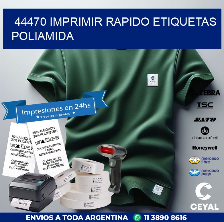 44470 IMPRIMIR RAPIDO ETIQUETAS POLIAMIDA
