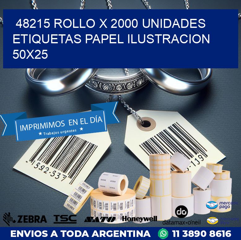 48215 ROLLO X 2000 UNIDADES ETIQUETAS PAPEL ILUSTRACION 50X25