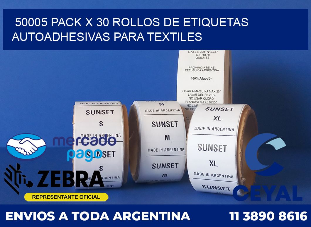 50005 PACK X 30 ROLLOS DE ETIQUETAS AUTOADHESIVAS PARA TEXTILES