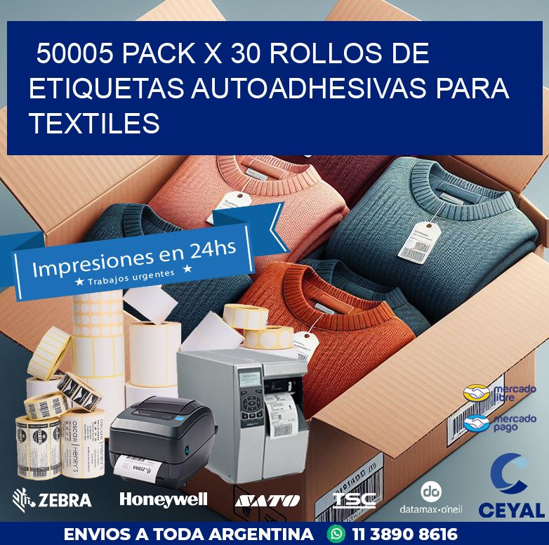 50005 PACK X 30 ROLLOS DE ETIQUETAS AUTOADHESIVAS PARA TEXTILES