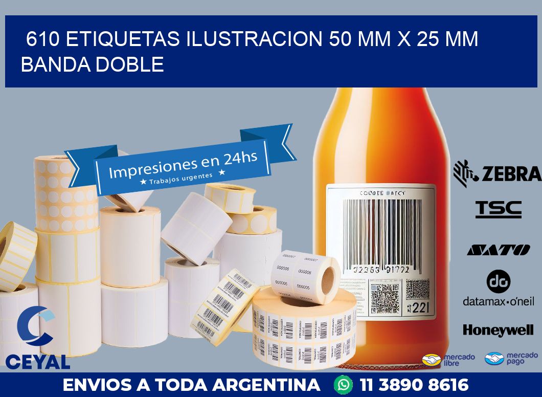 610 ETIQUETAS ILUSTRACION 50 MM X 25 MM BANDA DOBLE