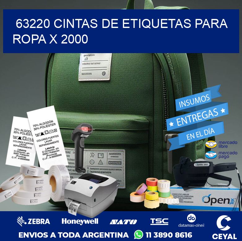 63220 CINTAS DE ETIQUETAS PARA ROPA X 2000