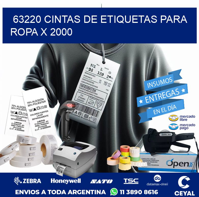 63220 CINTAS DE ETIQUETAS PARA ROPA X 2000