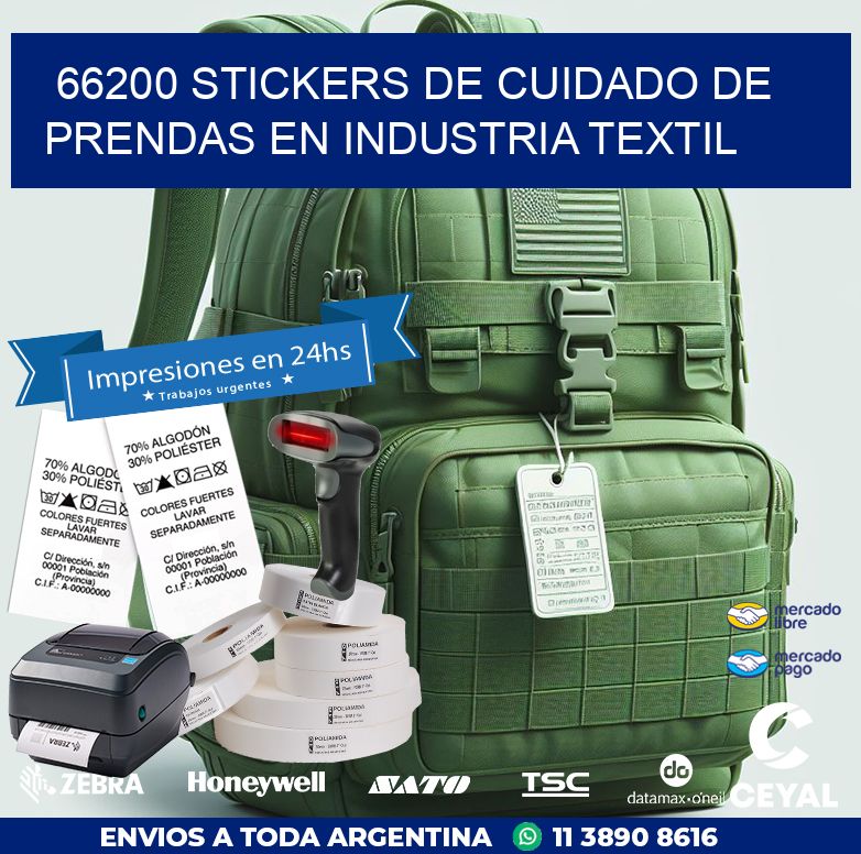 66200 STICKERS DE CUIDADO DE PRENDAS EN INDUSTRIA TEXTIL