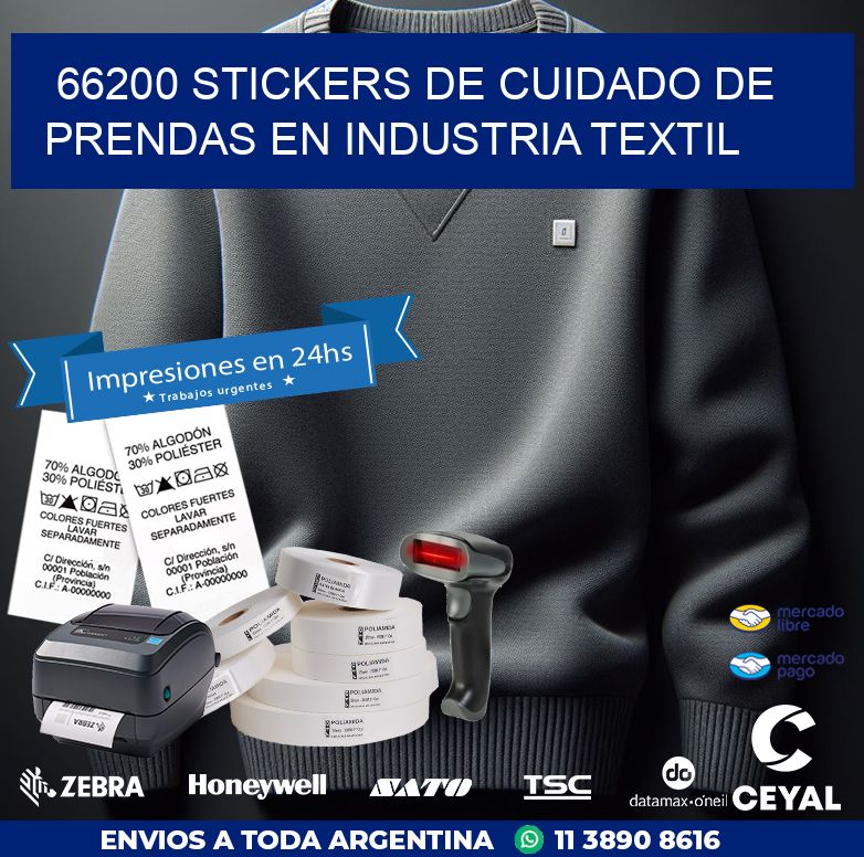 66200 STICKERS DE CUIDADO DE PRENDAS EN INDUSTRIA TEXTIL