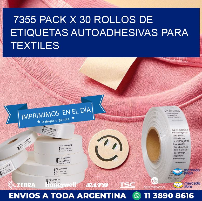7355 PACK X 30 ROLLOS DE ETIQUETAS AUTOADHESIVAS PARA TEXTILES