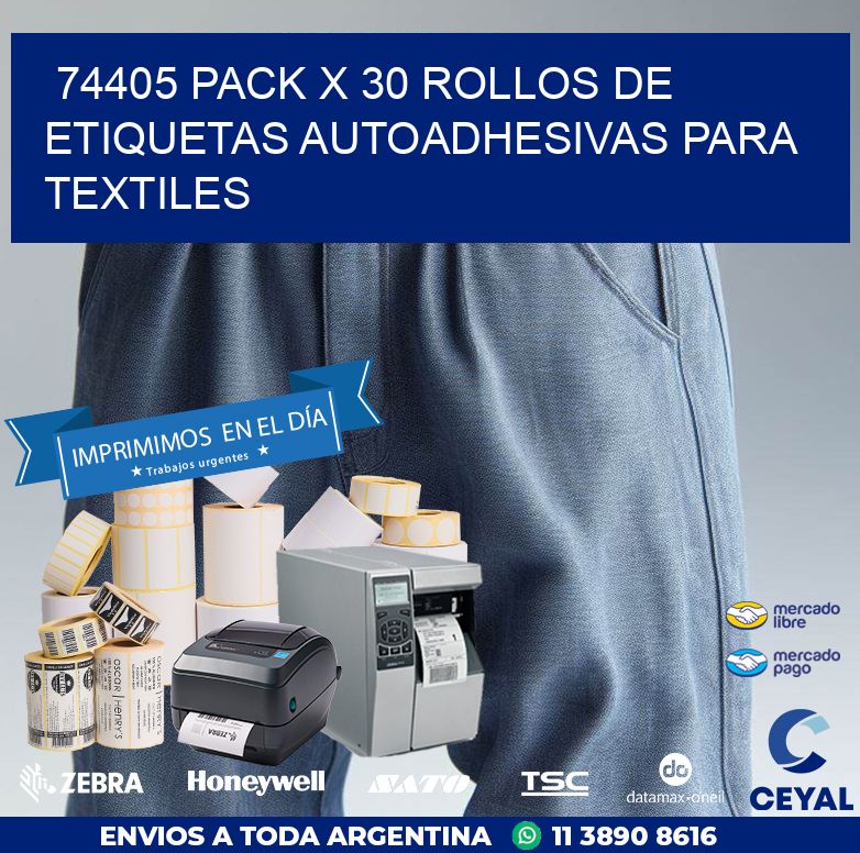 74405 PACK X 30 ROLLOS DE ETIQUETAS AUTOADHESIVAS PARA TEXTILES