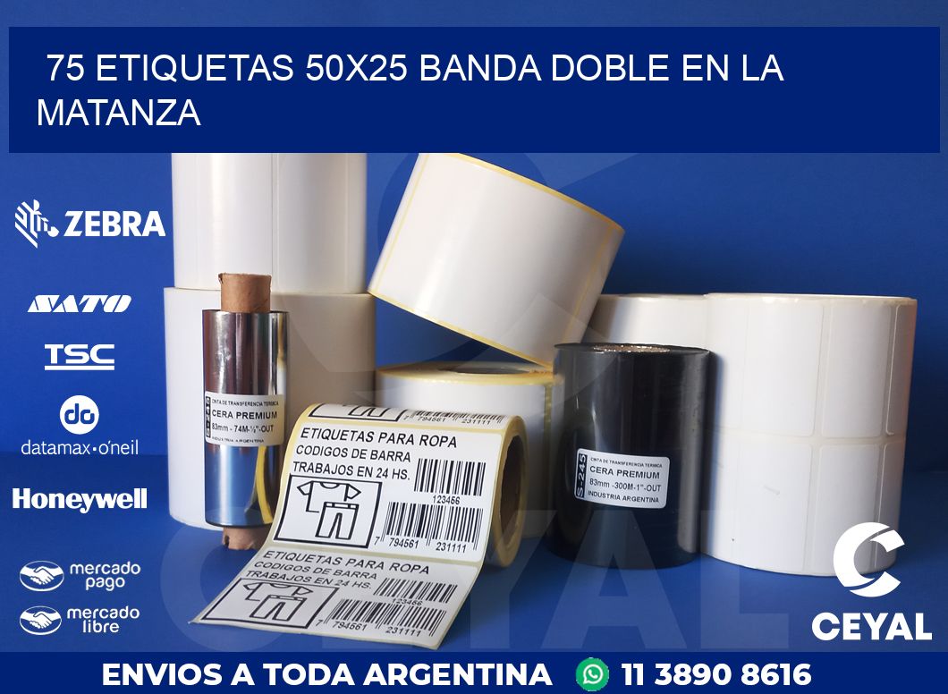 75 ETIQUETAS 50X25 BANDA DOBLE EN LA MATANZA