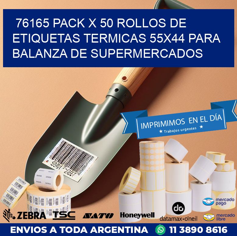 76165 PACK X 50 ROLLOS DE ETIQUETAS TERMICAS 55X44 PARA BALANZA DE SUPERMERCADOS