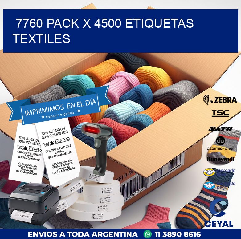 7760 PACK X 4500 ETIQUETAS TEXTILES