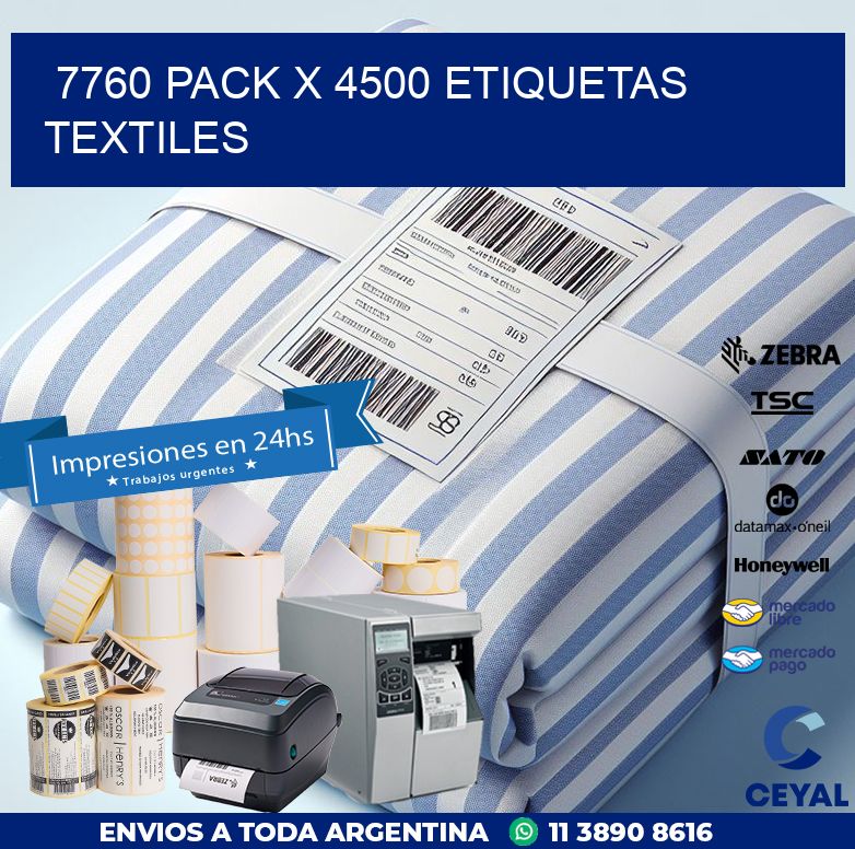 7760 PACK X 4500 ETIQUETAS TEXTILES
