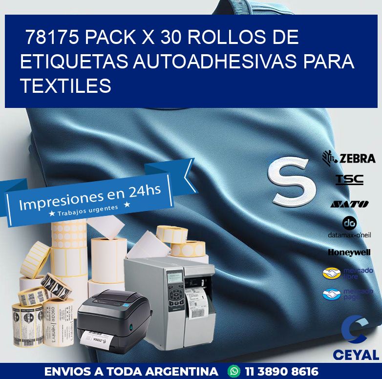 78175 PACK X 30 ROLLOS DE ETIQUETAS AUTOADHESIVAS PARA TEXTILES