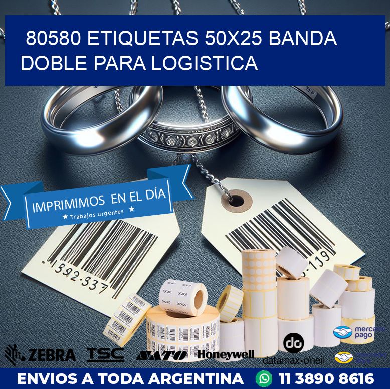 80580 ETIQUETAS 50X25 BANDA DOBLE PARA LOGISTICA
