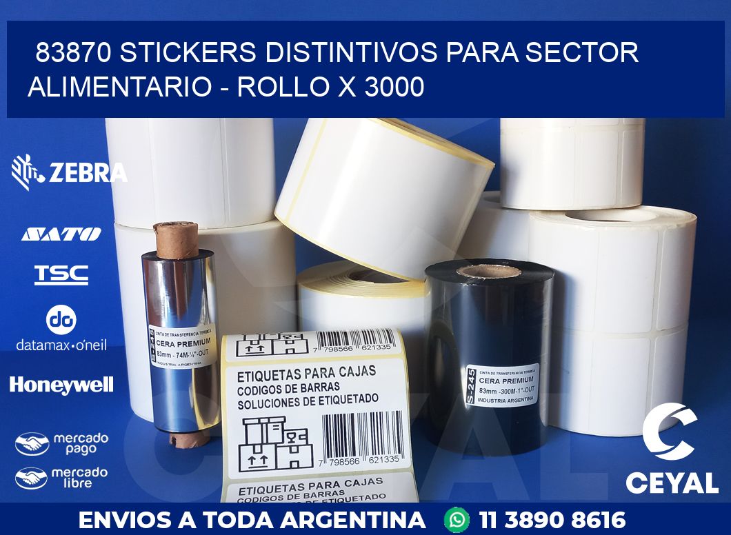 83870 STICKERS DISTINTIVOS PARA SECTOR ALIMENTARIO - ROLLO X 3000