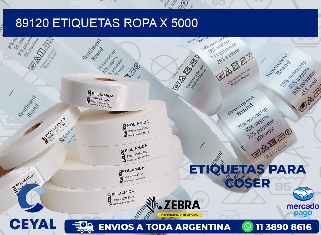 89120 ETIQUETAS ROPA X 5000
