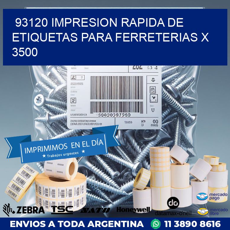 93120 IMPRESION RAPIDA DE ETIQUETAS PARA FERRETERIAS X 3500