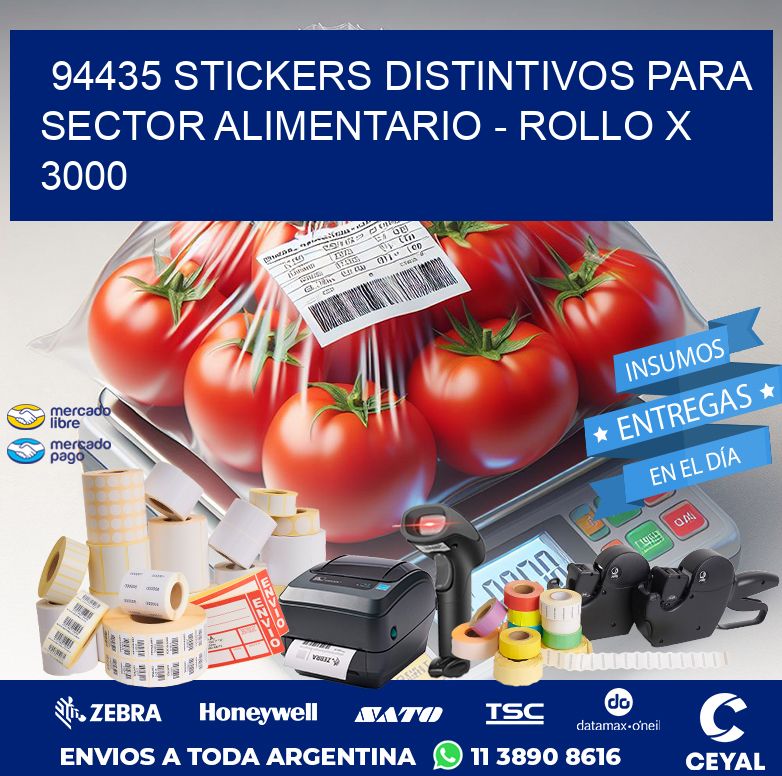94435 STICKERS DISTINTIVOS PARA SECTOR ALIMENTARIO - ROLLO X 3000