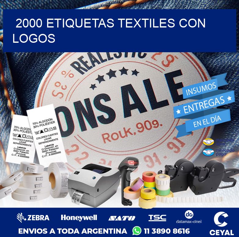 2000 ETIQUETAS TEXTILES CON LOGOS