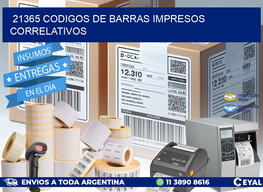 21365 codigos de barras impresos correlativos