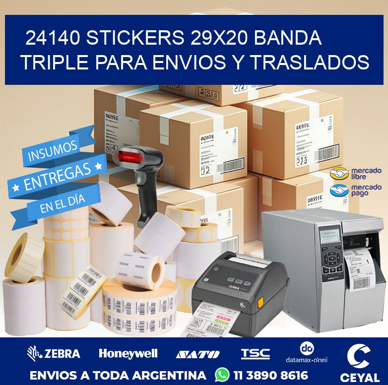 24140 STICKERS 29X20 BANDA TRIPLE PARA ENVIOS Y TRASLADOS