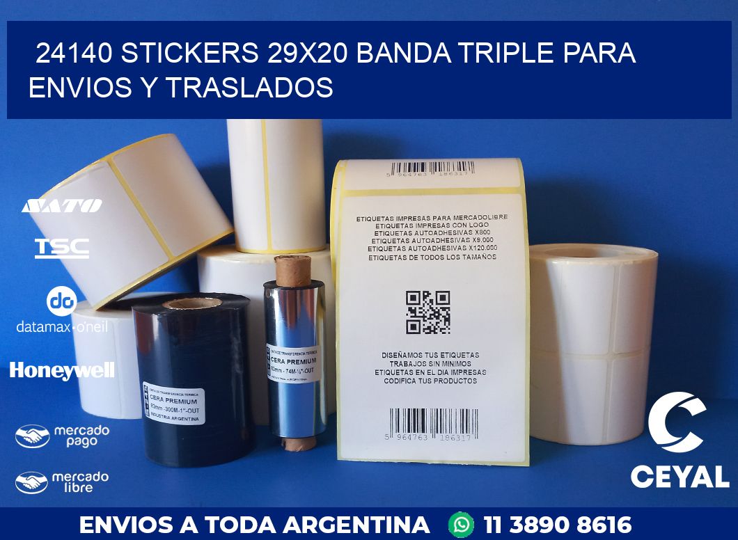 24140 STICKERS 29X20 BANDA TRIPLE PARA ENVIOS Y TRASLADOS