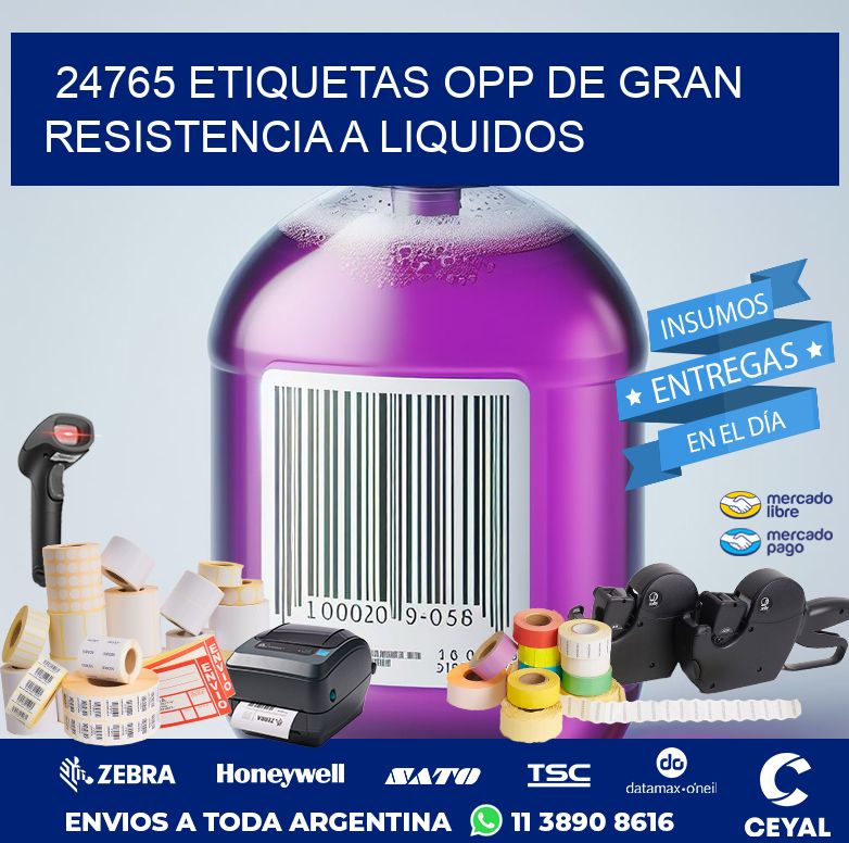 24765 ETIQUETAS OPP DE GRAN RESISTENCIA A LIQUIDOS