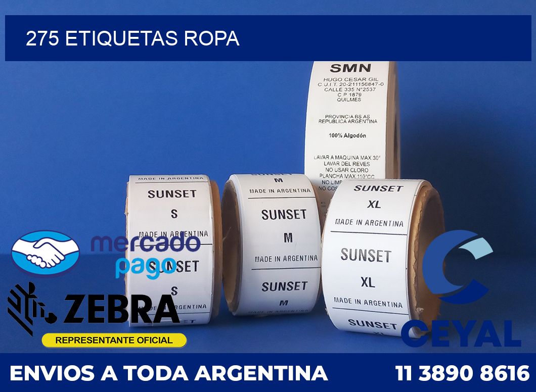 275 ETIQUETAS ROPA