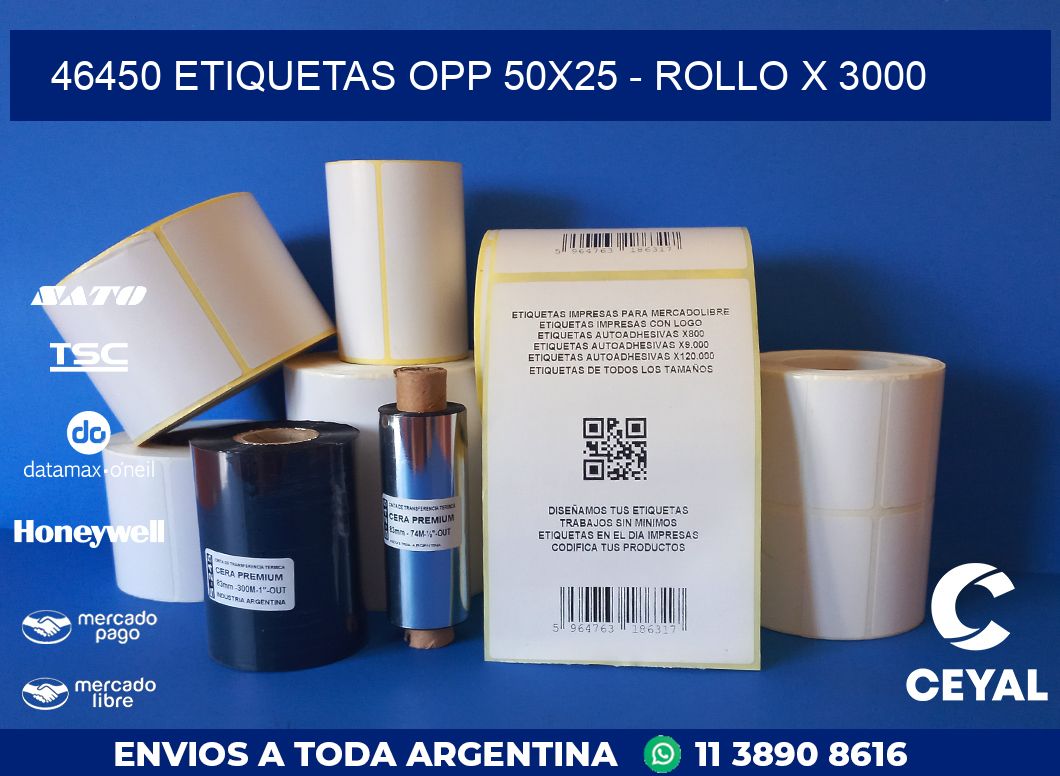 46450 ETIQUETAS OPP 50X25 - ROLLO X 3000