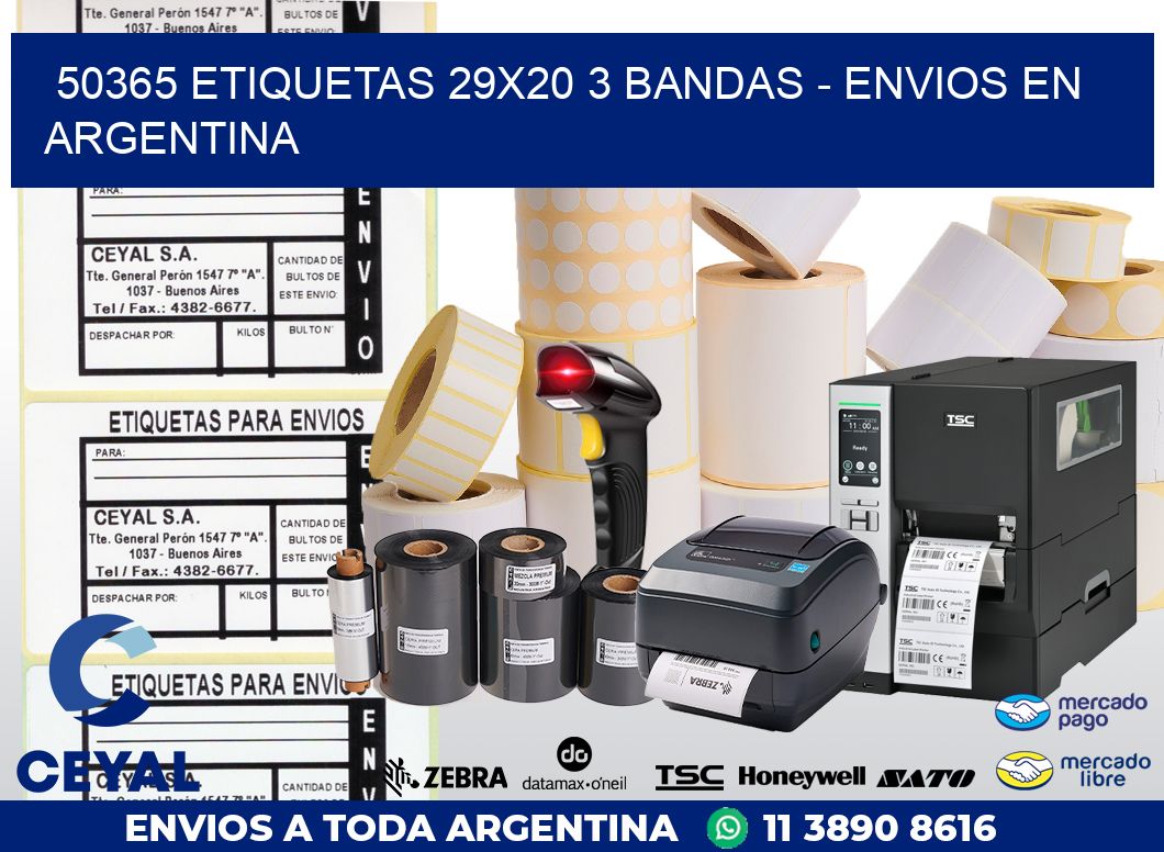 50365 ETIQUETAS 29X20 3 BANDAS – ENVIOS EN ARGENTINA