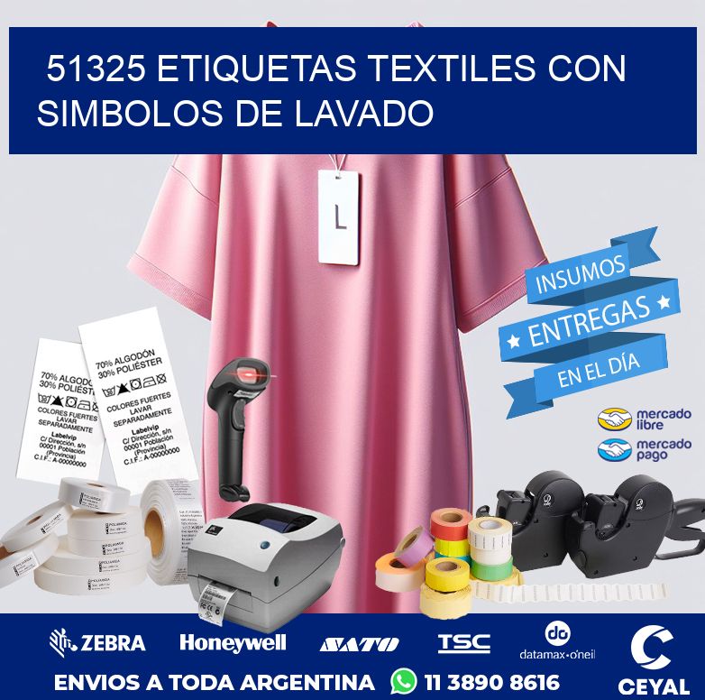 51325 ETIQUETAS TEXTILES CON SIMBOLOS DE LAVADO