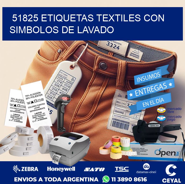 51825 ETIQUETAS TEXTILES CON SIMBOLOS DE LAVADO