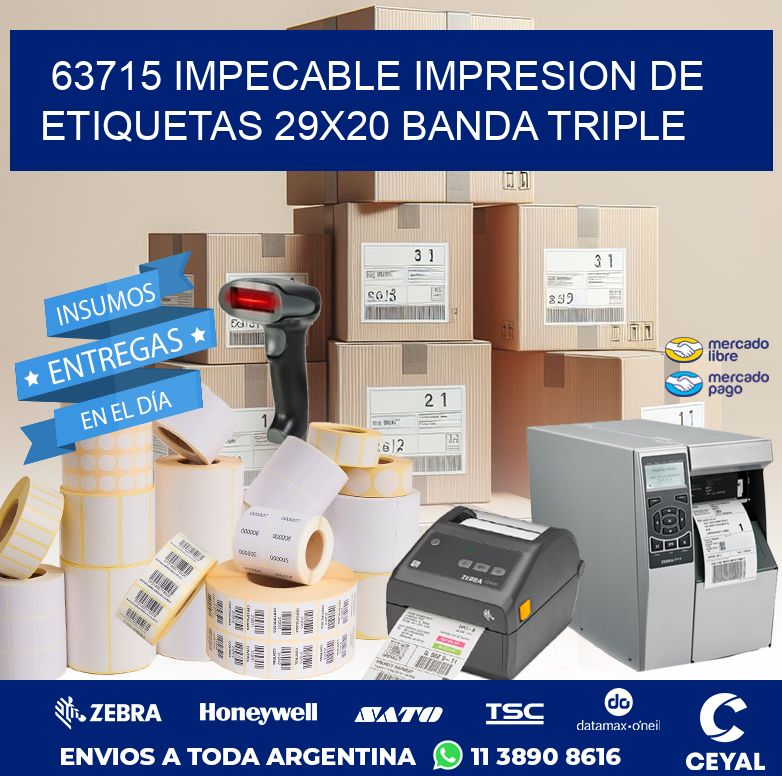 63715 IMPECABLE IMPRESION DE ETIQUETAS 29X20 BANDA TRIPLE