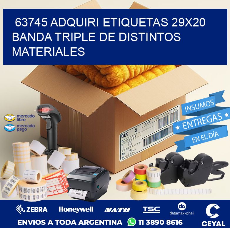 63745 ADQUIRI ETIQUETAS 29X20 BANDA TRIPLE DE DISTINTOS MATERIALES