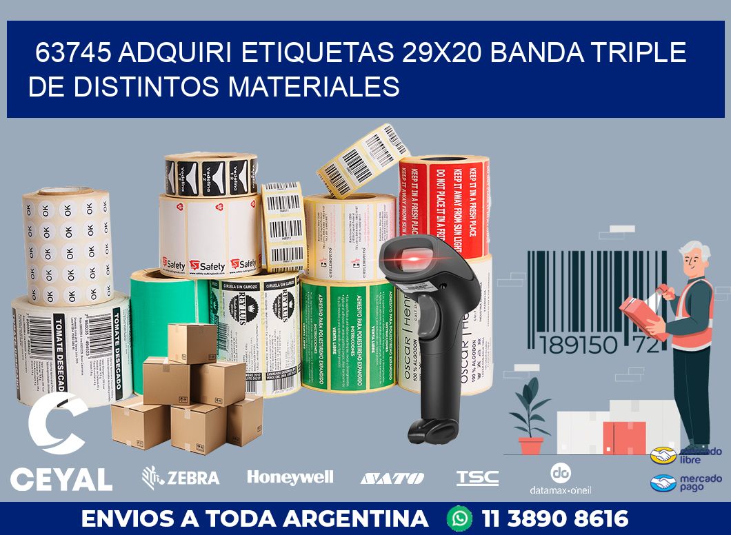 63745 ADQUIRI ETIQUETAS 29X20 BANDA TRIPLE DE DISTINTOS MATERIALES