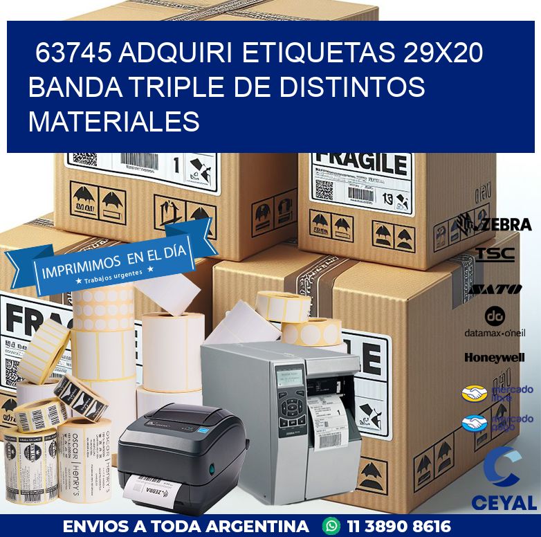 63745 ADQUIRI ETIQUETAS 29X20 BANDA TRIPLE DE DISTINTOS MATERIALES
