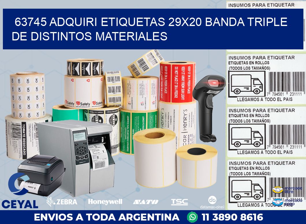 63745 ADQUIRI ETIQUETAS 29X20 BANDA TRIPLE DE DISTINTOS MATERIALES