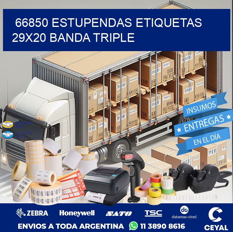 66850 ESTUPENDAS ETIQUETAS 29X20 BANDA TRIPLE