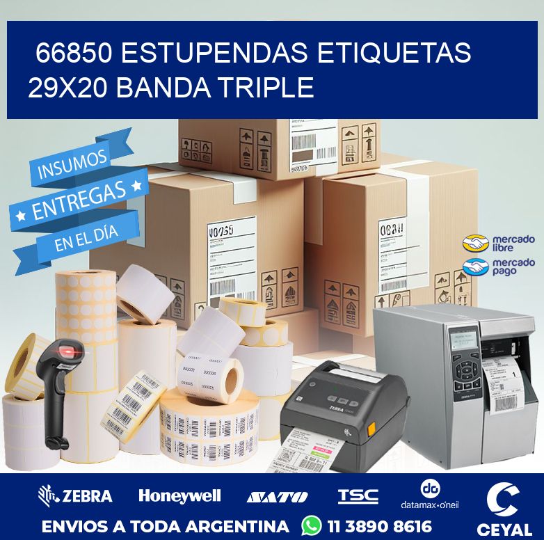66850 ESTUPENDAS ETIQUETAS 29X20 BANDA TRIPLE