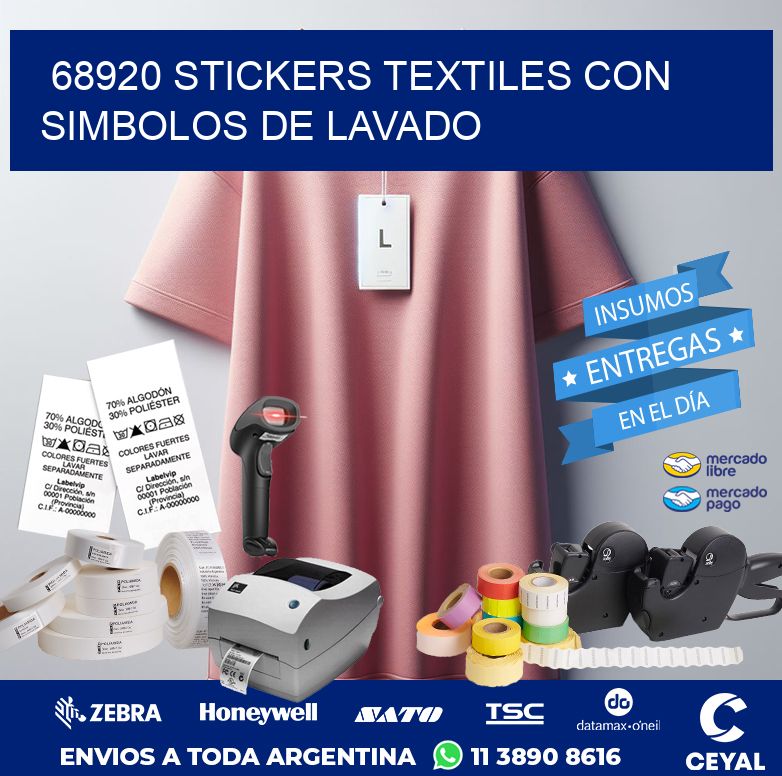 68920 STICKERS TEXTILES CON SIMBOLOS DE LAVADO