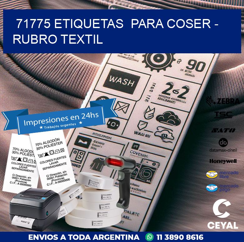 71775 ETIQUETAS  PARA COSER - RUBRO TEXTIL