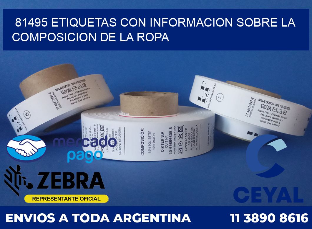 81495 ETIQUETAS CON INFORMACION SOBRE LA COMPOSICION DE LA ROPA