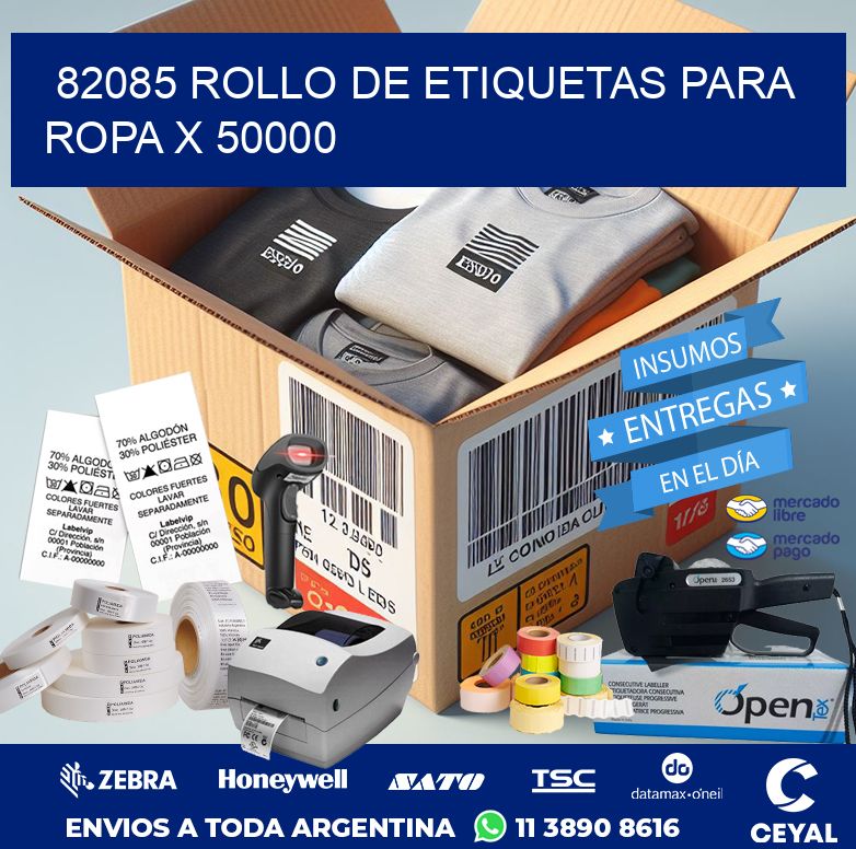 82085 ROLLO DE ETIQUETAS PARA ROPA X 50000